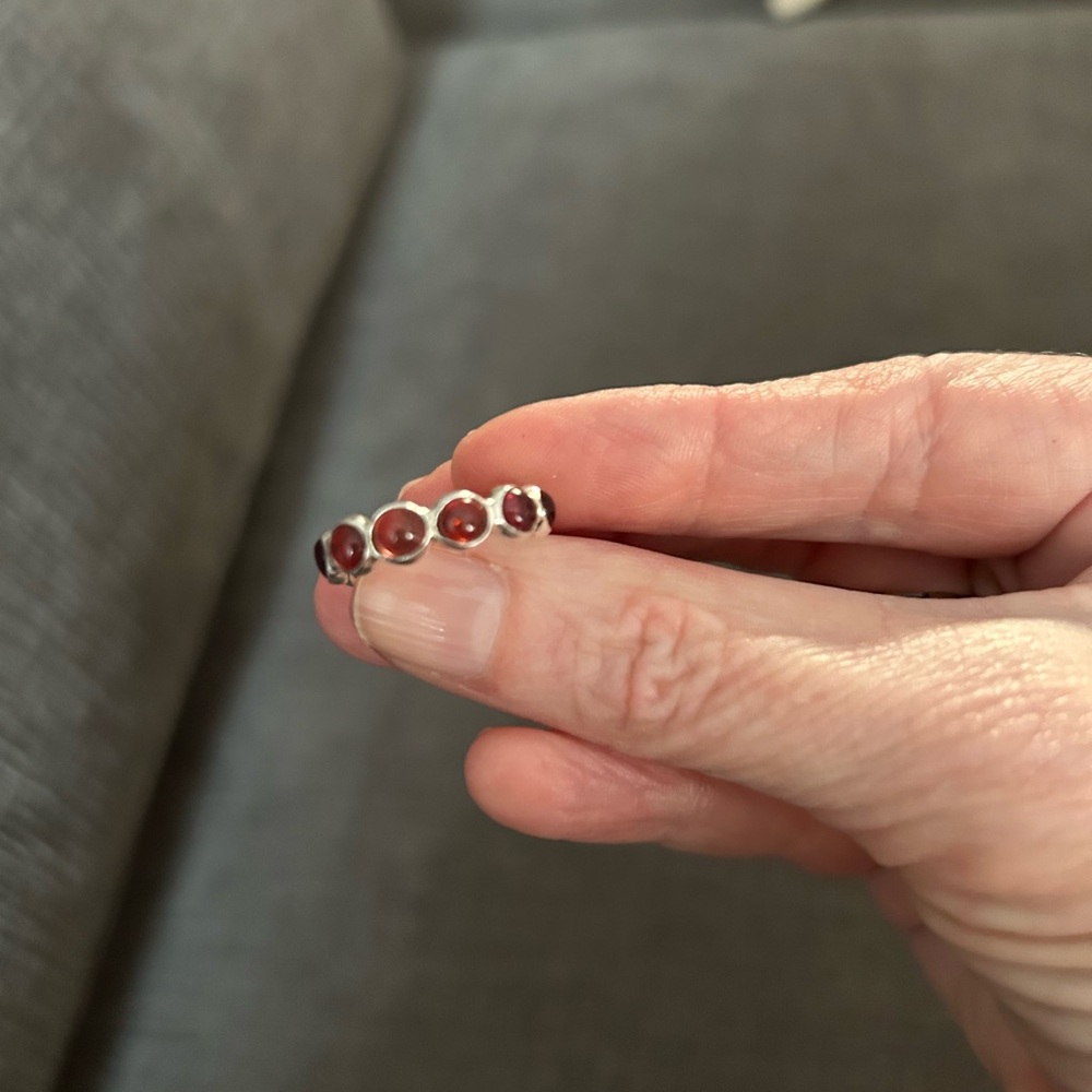 Natural Red and Pink Tourmaline Eternity Band Ring